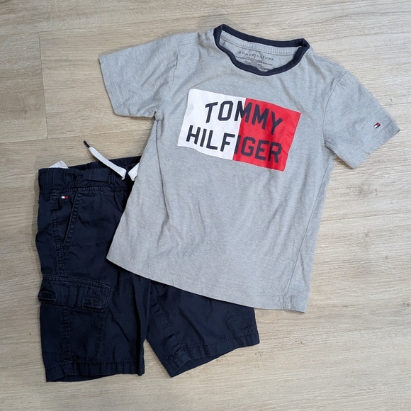 Tommy Hilfiger Boys Logo Shirt And Cargo Shorts Bundle 5 - Picture 1 of 5